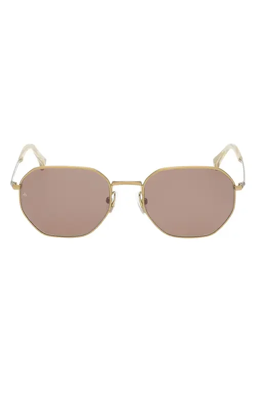 rag & bone rag & bone 53mm Geometric Sunglasses in Silver /Navy Horn /Blue in Bronze/Bone Horn/Brown — Unisex Autumn tan Accessories