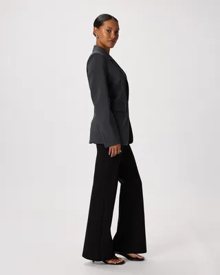 Quince Quince | Women's Italian Wool Long Blazer in Coal Melange — Women Summer black Blazers
