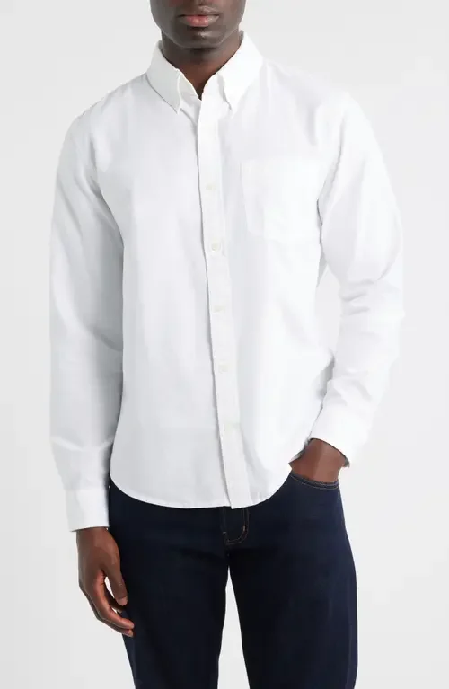 AG AG Dean Classic Fit Button-Down Shirt in White — Men Winter white Tops