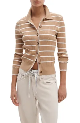 rag & bone rag & bone Harper Stripe Cardigan in Camel — Women Autumn tan Tops