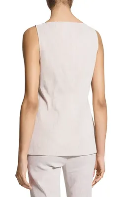 Theory Theory Sleeveless Linen Blend Top in Cognac Multi — Women Spring ivory Tank Tops & Camis