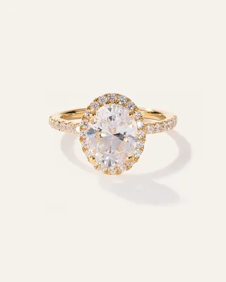 Quince Quince Women's Lab Grown Diamond Oval Halo Pave Engagement Ring 2ct in Yellow Gold — Women Spring yellow Accessories