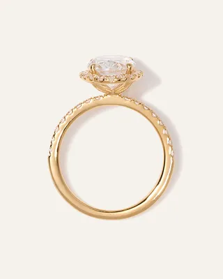 Quince Quince Women's Lab Grown Diamond Oval Halo Pave Engagement Ring 2ct in Yellow Gold — Women Spring yellow Accessories