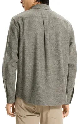 Theory Theory Weekend Brushed Cotton Twill Button-Up Shirt in Duffle Multi — Men Autumn grey Tops