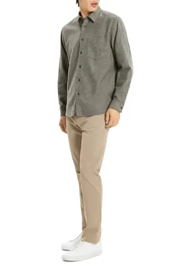 Theory Theory Weekend Brushed Cotton Twill Button-Up Shirt in Duffle Multi — Men Autumn grey Tops