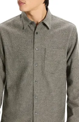 Theory Theory Weekend Brushed Cotton Twill Button-Up Shirt in Duffle Multi — Men Autumn grey Tops