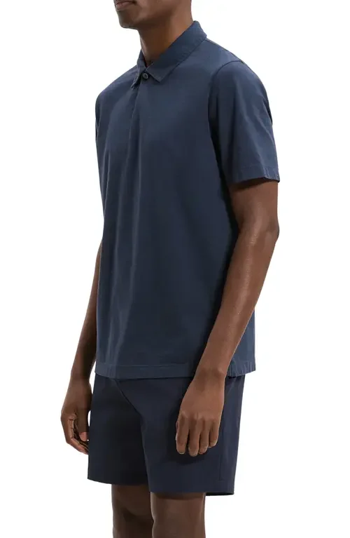 Theory Theory One Button Polo in Tinted Baltic — Men Winter navy Polos