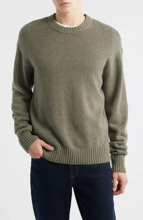 FRAME FRAME Cashmere Crewneck Sweater in Smoky Green — Men Autumn grey Tops