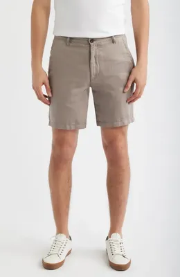 AG AG Wanderer Linen & Cotton Chino Shorts in Sulfur Amber Dust — Men Autumn grey Shorts