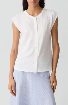 Theory Theory Organic Cotton Button-Up Vest in White — Women Winter white Tops