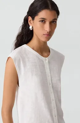 Theory Theory Organic Cotton Button-Up Vest in White — Women Winter white Tops