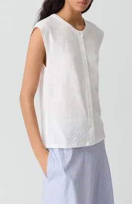 Theory Theory Organic Cotton Button-Up Vest in White — Women Winter white Tops