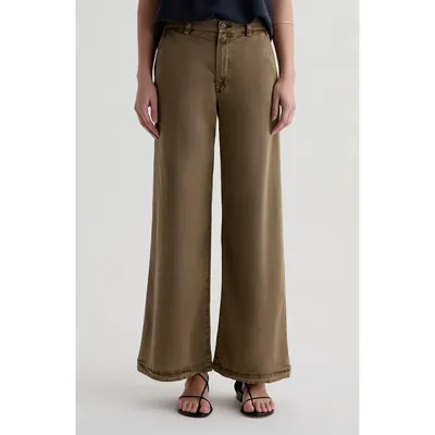 AG AG Caden Twill Wide Leg Pants in Sulfur Mossy Taupe — Women Autumn khaki Pants