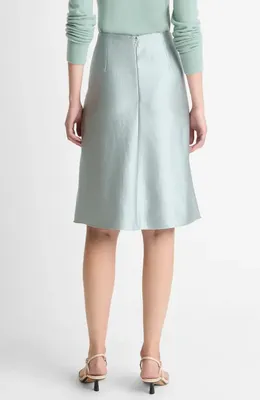 Vince Vince Pebbled Satin Skirt in Aloe Stone — Women Summer silver Skirts