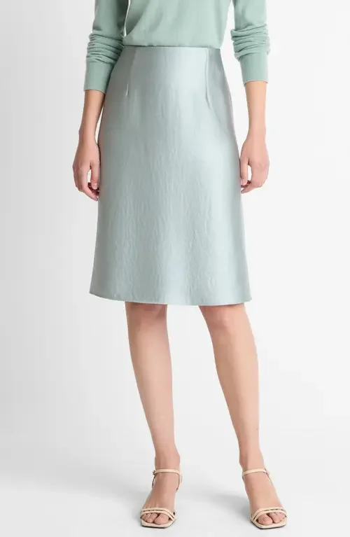 Vince Vince Pebbled Satin Skirt in Aloe Stone — Women Summer silver Skirts