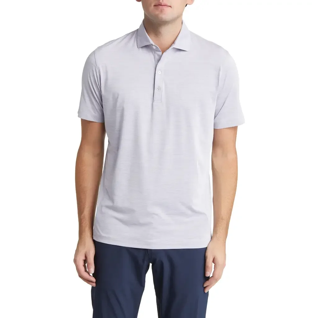 johnnie-O johnnie-O Huron PREP-FORMANCE Polo in Light Gray — Men Summer silver Tops