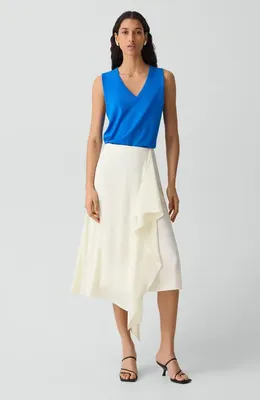 Theory Theory Convertible Satin Skirt in Lemongrass — Women Spring white Skirts