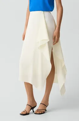 Theory Theory Convertible Satin Skirt in Lemongrass — Women Spring white Skirts