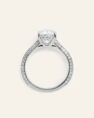 Quince Quince | Women's Lab Grown Diamond Elongated Cushion Pave Cathedral Engagement Ring 3ct in White Gold — Women Summer white Accessories