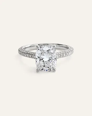 Quince Quince | Women's Lab Grown Diamond Elongated Cushion Pave Cathedral Engagement Ring 3ct in White Gold — Women Summer white Accessories