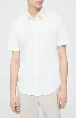 Theory Theory Irving Short Sleeve Button-Up Shirt in White — Men Winter white Tops