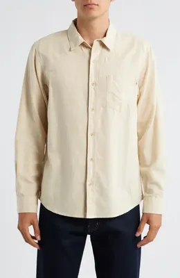 AG AG Wesley Linen & Cotton Button-Up Shirt in Natural Ivory — Men Spring ivory Tops