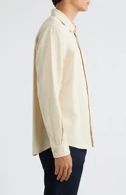 AG AG Wesley Linen & Cotton Button-Up Shirt in Natural Ivory — Men Spring ivory Tops