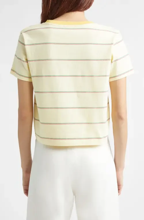 Bode Bode Summertime Stripe Cotton T-Shirt in Yellow Multi — Women Spring white Tops