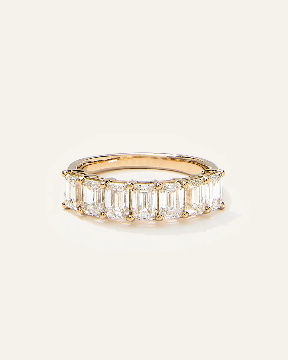 Quince Quince Women's Lab Grown Diamond Emerald Seven Stone Band Rings in Yellow Gold — Women Spring camel Accessories