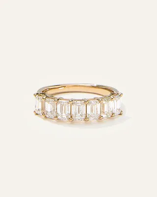 Quince Quince Women's Lab Grown Diamond Emerald Seven Stone Band Rings in Yellow Gold — Women Spring camel Accessories