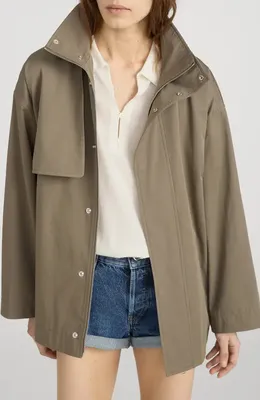 FRAME FRAME The Short Field Trench Coat in Army — Women Autumn khaki Outerwear