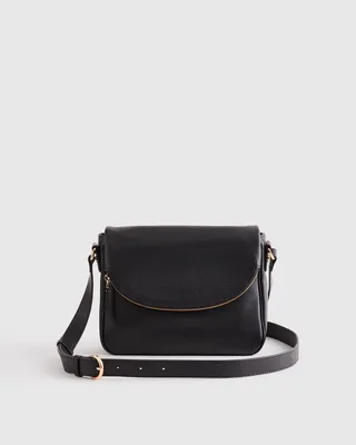 Quince Quince | Women's Italian Leather Foldover Crossbody in Black — Women Winter black Hand Bags