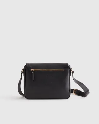 Quince Quince | Women's Italian Leather Foldover Crossbody in Black — Women Winter black Hand Bags