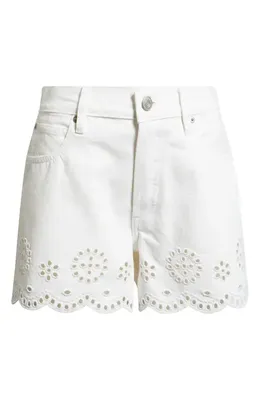 FRAME FRAME The Eyelet Denim Shorts in White — Women Winter white Shorts