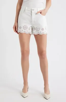 FRAME FRAME The Eyelet Denim Shorts in White — Women Winter white Shorts
