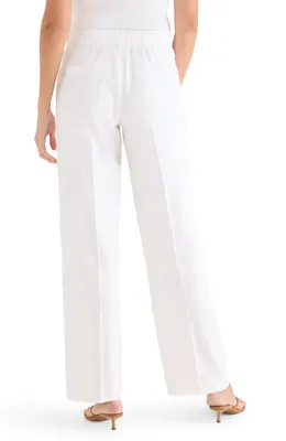 NIC+ZOE NIC+ZOE Lenox Linen Blend Pants in Milk White — Women Winter white Pants