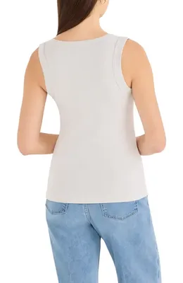 NIC+ZOE NIC+ZOE Perfect Knit Rib Scoop Neck Tank in Silver Wisp — Women Summer white Tops