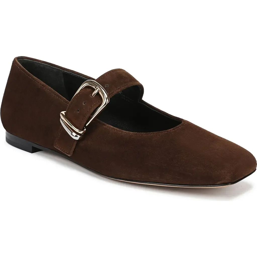 Vince Vince Daniela Mary Jane Flat in Clove Suede — Women Autumn chocolate Shoes