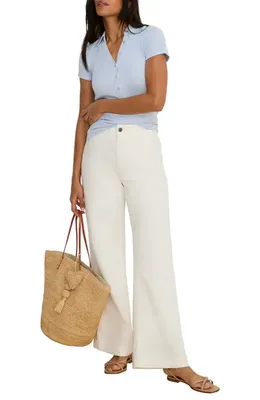 NIC+ZOE NIC+ZOE Perfect Knit Rib Polo in Sky — Women Summer silver Tops