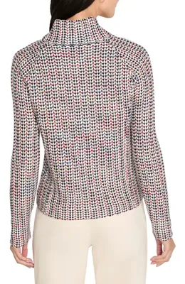 NIC+ZOE NIC+ZOE Tuck Stitch Colorwheel Knit Jacket in Red Multi — Women Autumn red Outerwear