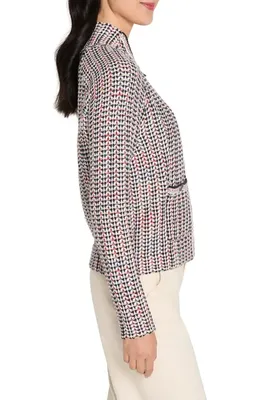 NIC+ZOE NIC+ZOE Tuck Stitch Colorwheel Knit Jacket in Red Multi — Women Autumn red Outerwear