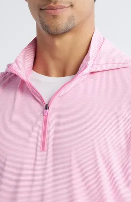johnnie-O johnnie-O Hybrid Performance Quarter Zip Hoodie in Cabo — Men Spring pink Tops