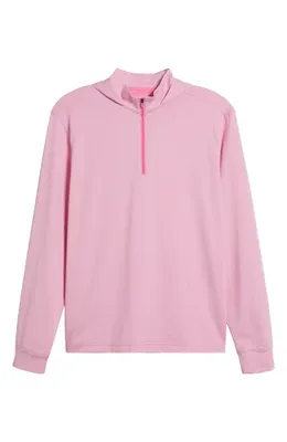 johnnie-O johnnie-O Hybrid Performance Quarter Zip Hoodie in Cabo — Men Spring pink Tops