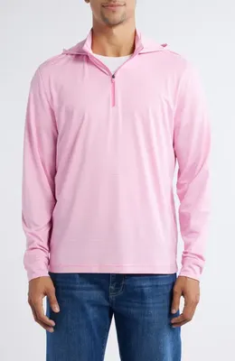 johnnie-O johnnie-O Hybrid Performance Quarter Zip Hoodie in Cabo — Men Spring pink Tops