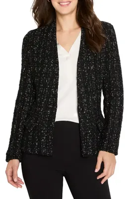 NIC+ZOE NIC+ZOE Metallic Grid Jacket in Black Mix — Women Winter black Outerwear