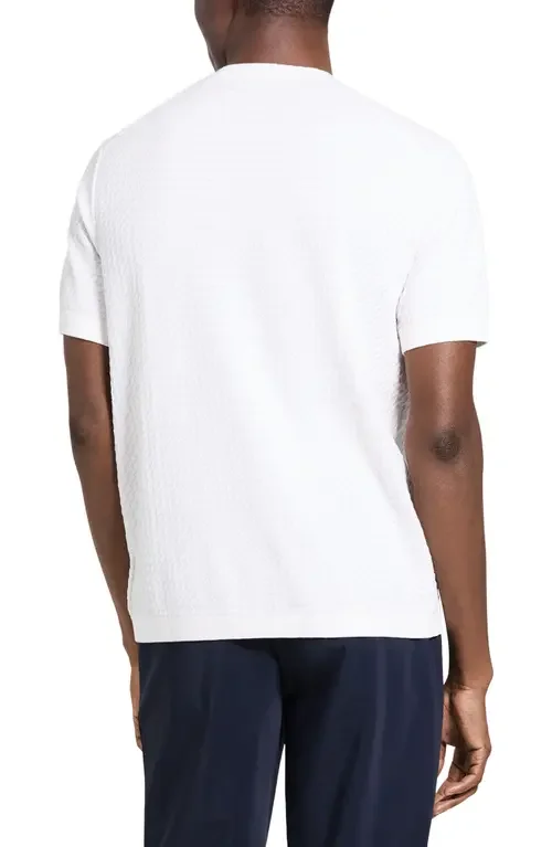 Theory Theory Damian Tactile Crewneck T-Shirt in Winter Ivory — Men Winter white Tops