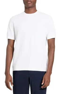 Theory Theory Damian Tactile Crewneck T-Shirt in Winter Ivory — Men Winter white Tops