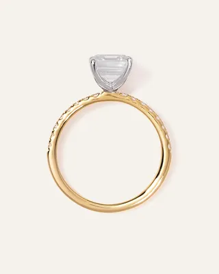 Quince Quince Women's Lab Grown Diamond Emerald Petite Pave Engagement Ring 3ct in Yellow Gold — Women Spring camel Accessories
