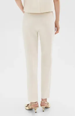 Theory Theory Tailored Slim Fit Trousers in Rice — Women Spring white Trousers & Chinos