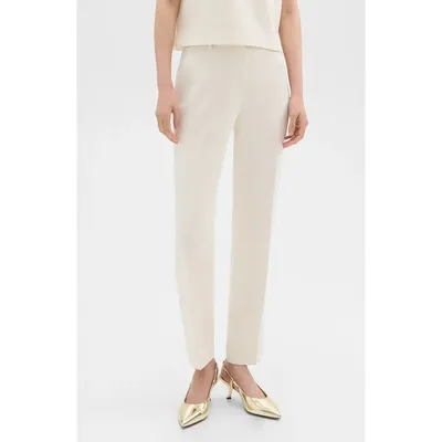 Theory Theory Tailored Slim Fit Trousers in Rice — Women Spring white Trousers & Chinos